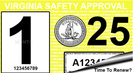 Virginia Safety Inspection sticker example